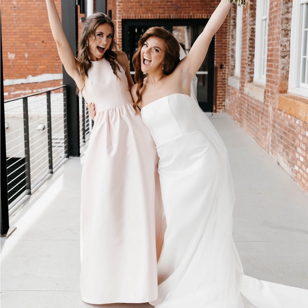 Bella Bridesmaids Dessy Group Satin Twill Blush Dress